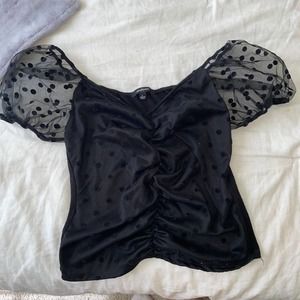 ambiance cropped velvet dot puff sleeve top large